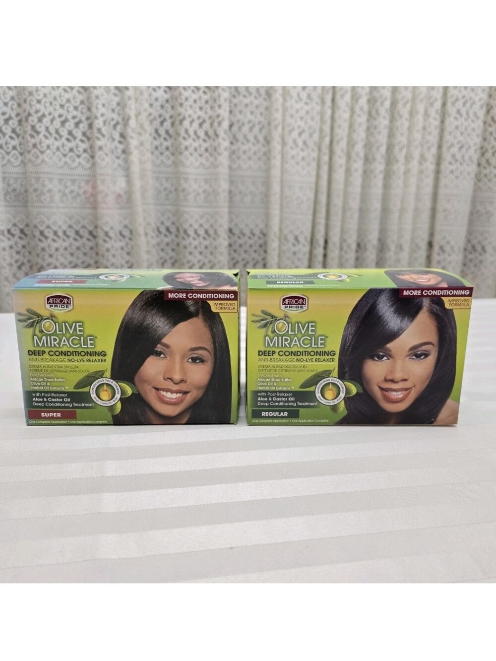Lot of 2 African Pride Olive Miracle Deep Condition No-Lye Relaxer Super Regular